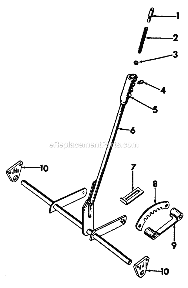 Implement Handle & Connections Diagram and Parts List for 127 2050040U Cub Cadet Lawn Tractor